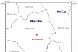 Trận động đất 2,6 độ Richter xảy ra tại huyện Tuần Giáo, tỉnh Điện Biên. (Nguồn: Viện VLĐC)