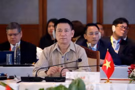 Bộ trưởng Tài chính Hồ Đức Phớc tại Hội nghị Bộ trưởng Tài chính ASEAN lần thứ 28. (Ảnh: Phạm Kiên/TTXVN)