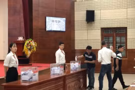 Với hình thức đấu giá từng thửa đất, bỏ giá 1 vòng để xác định người trúng bỏ giá cao nhất, sau khi trả giá, khách hàng nộp Phiếu trả giá vào hòm phiếu theo đúng quy định của đơn vị tổ chức. (Ảnh: Minh Nghĩa/TTXVN)