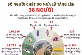 [Infographics] Số người chết do mưa lũ tăng lên 36 người