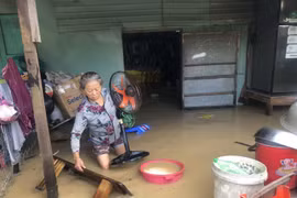 Nhiều hộ dân phường Nhơn Phú, thành phố Quy Nhơn bị ngập sâu. (Ảnh: Nguyên Linh/TTXVN)