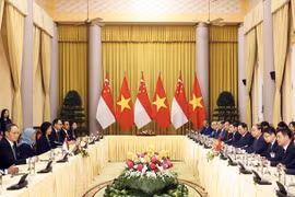 Quang cảnh buổi hội đàm. (Ảnh: Thống Nhất/TTXVN)