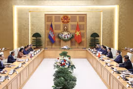 Quang cảnh buổi tiếp. (Ảnh: Dương Giang/TTXVN)