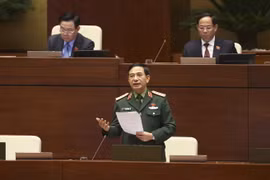Bộ trưởng Bộ Quốc phòng Phan Văn Giang phát biểu giải trình, làm rõ một số vấn đề đại biểu Quốc hội nêu. (Ảnh: Doãn Tấn/TTXVN)