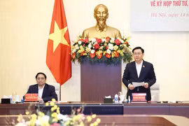 Ủy viên Bộ Chính trị, Bí thư Đảng đoàn Quốc hội, Chủ tịch Quốc hội Vương Đình Huệ và Ủy viên Bộ Chính trị, Bí thư Ban Cán sự Đảng Chính phủ, Thủ tướng Chính phủ Phạm Minh Chính chủ trì Hội nghị Đảng đoàn Quốc hội với Ban Cán sự đảng Chính phủ về Kỳ họp th