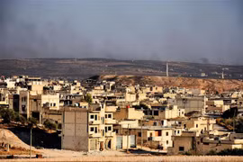 Toàn cảnh thị trấn Khan Shaykhun, tỉnh Idlib ngày 22/8/2019. (Ảnh: THX/TTXVN)