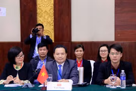 Đoàn Việt Nam tại Hội nghị. (Ảnh: Phạm Kiên/TTXVN)