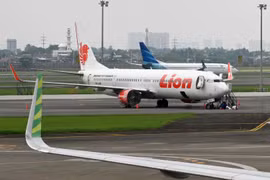 Máy bay của hãng hàng không giá rẻ Lion Air tại sân bay quốc tế Sukarno-Hatta ở ngoại ô Jakarta của Indonesia. (Ảnh: AFP/TTXVN)
