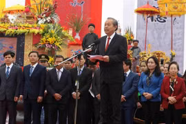Phó Thủ tướng Thường trực Trương Hòa Bình phát biểu tại lễ hội. (Nguồn: Thanh Tùng/TTXVN)