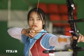Cung thủ Đỗ Thị Ánh Nguyệt là người mở màn cho Đoàn Việt Nam tại Olympic Paris 2024. (Ảnh: Minh Quyết/TTXVN)