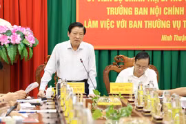 Trưởng Ban Nội chính Trung ương Phan Đình Trạc phát biểu chỉ đạo tại buổi làm việc với Ban Thường vụ Tỉnh ủy Ninh Thuận. (Ảnh: Công Thử/TTXVN)