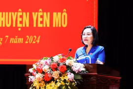 Bà Nguyễn Thị Thanh, Ủy viên Trung ương Đảng, Phó Chủ tịch Quốc hội phát biểu tại hội nghị. (Ảnh: Đức Phương/TTXVN)