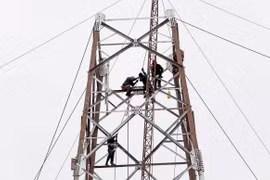 Tuyến đường dây 500kV mạch 3 đi qua tỉnh Ninh Bình có chiều dài 7,83km. (Ảnh: Huy Hùng/TTXVN)