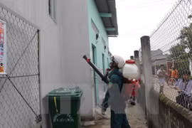 Xịt thuốc diệt muỗi, loăng quăng phòng virus Zika. (Ảnh: Bùi Như Trường Giang/TTXVN)