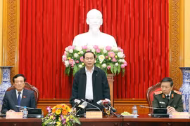 Chủ tịch nước Trần Đại Quang phát biểu tại buổi làm việc. (Ảnh: Nhan Sáng/TTXVN)