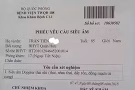 Phiếu siêu âm ghi chỉ định nhầm lẫn cho bệnh nhân. 