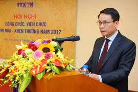 Ủy viên Trung ương Đảng, Bí thư Đảng ủy, Tổng Giám đốc Nguyễn Đức Lợi, Chủ tịch Hội đồng Thi đua-Khen thưởng Thông tấn xã Việt Nam. (Ảnh: Thành Đạt/TTXVN)