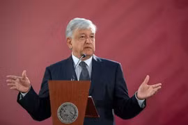 Tổng thống Mexico Andres Manuel Lopez Obrador phát biểu tại Mexico City. (Nguồn: AFP/TTXVN)
