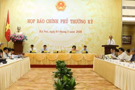 Một cuộc họp báo Chính phủ thường kỳ. (Ảnh minh họa. Nguồn: TTXVN)