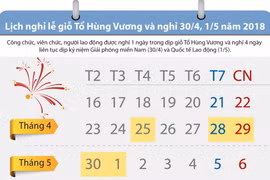 Lịch nghỉ lễ Giỗ Tổ Hùng Vương và dịp 30/4