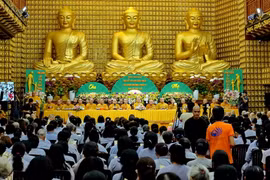 Quang cảnh Đại lễ Vu Lan báo hiếu tại chùa Giác Ngộ, Thành phố Hồ Chí Minh. (Ảnh: Thế Anh/TTXVN)
