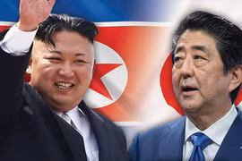 Thủ tướng Nhật Bản Shinzo Abe (phải) và nhà lãnh đạo Triều Tiên Kim Jong-un. (Nguồn: Getty)