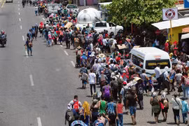 Người di cư trong hành trình tới Mỹ tại Huehuetan, bang Chiapas, Mexico, ngày 15/4/2019. (Ảnh: AFP/TTXVN)