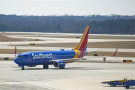 Máy bay của hãng hàng không Southwest Airlines tại sân bay quốc tế Baltimore Washington, gần Baltimore, Maryland, Mỹ, ngày 13/3/2019. (Ảnh: AFP/TTXVN)