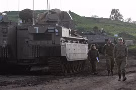 Binh sỹ Israel được triển khai tại Cao nguyên Golan do Israel chiếm đóng, ngày 25/3/2019. (Ảnh: THX/TTXVN)