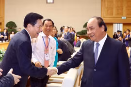 Thủ tướng Nguyễn Xuân Phúc tiếp Hội Doanh nghiệp tư nhân Việt Nam. (Ảnh: Thống Nhất/TTXVN)