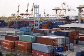 Quang cảnh cảng container ở Tokyo, Nhật Bản. (Ảnh: Kyodo/TTXVN)