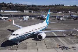 Máy bay 737 MAX của Boeing sau khi thực hiện chuyến bay thử nghiệm tại Seattle, Washington, ngày 16/3/2018. (Ảnh: AFP/TTXVN)