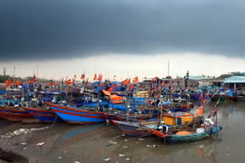 Tàu cá neo đậu tại khu vực cảng cá Ngọc Hải, quận Đồ Sơn (Hải Phòng). (Ảnh: An Đăng/TTXVN)