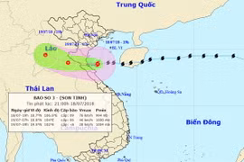 Vị trí và đường đi của bão số 3. (Nguồn: nchmf.gov.vn)
