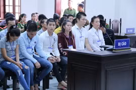 Các bị cáo tại phiên xét xử. (Ảnh: Sỹ Tuyên/TTXVN)