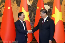 Chủ tịch nước Võ Văn Thưởng hội kiến Tổng Bí thư, Chủ tịch Trung Quốc Tập Cận Bình. (Ảnh: Thống Nhất/TTXVN)