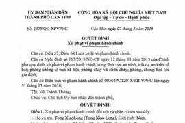 Quyết định xử phạt một trong bốn người.