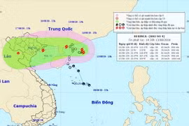 Bản đồ đường đi của cơn bão số 4 - BEBINCA. (Nguồn: TTXVN)