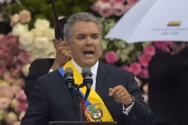  Tổng thống Colombia Ivan Duque tại lễ tuyên thệ nhậm chức ở Bogota ngày 7/8. (Ảnh: AFP/TTXVN)