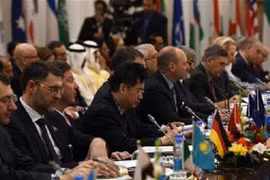 Các đại biểu nước ngoài tham dự hội nghị Kabul Process lần thứ 2 tại Phủ Tổng thống ở Kabul, Afghanistan, ngày 28/2/2018. (Ảnh: AFP)