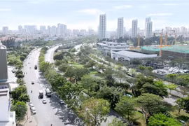 Đại lộ Nguyễn Văn Linh cạnh Khu đô thị Phú Mỹ Hưng, quận 7. (Ảnh: Quang Nhựt/TTXVN)