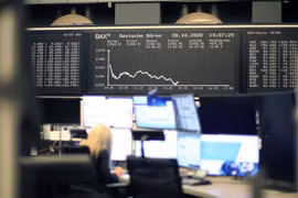 Chỉ số DAX 30 trên sàn giao dịch Frankfurt (Đức). (Ảnh: AFP/TTXVN)