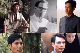 (Từ trái sang, trên xuống) NSND Bùi Bài Bình trong 'Nhà tiên tri,' NSƯT Tiến Hợi trong 'Hà Nội - Mùa Đông năm 46,' Minh Hải trong 'Vượt qua bến Thượng Hải,' Mạnh Trường trong 'Thầu Chín ở Xiêm' và NSƯT Trần Lực trong 'Nguyễn Ái Quốc ở Hông Kông.' (Ảnh tư 