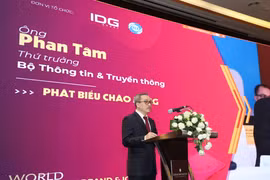 Thứ trưởng Bộ Thông tin và Truyền thông Phan Tâm phát biểu tại sự kiện. (Ảnh: Minh Sơn/Vietnam+)