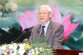 Tổng Bí thư Nguyễn Phú Trọng phát biểu khai mạc. (Ảnh: Nhan Sáng/TTXVN)