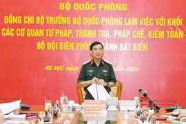 Đại tướng Phan Văn Giang chủ trì buổi làm việc. (Nguồn: báo Quân đội Nhân dân)