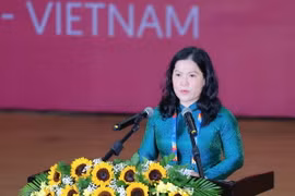 Thứ trưởng Bộ Giáo dục và Đào tạo Nguyễn Thị Kim Chi, Trưởng ban Tổ chức Đại hội phát biểu bế mạc. (Ảnh: Trần Lê Lâm/TTXVN)