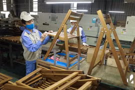 Sản phẩm đồ gỗ nội, ngoại thất của Công ty được xuất khẩu sang thị trường Mỹ, Canada, Châu Âu, Nga và Nhật Bản. (Ảnh: Vũ Sinh/TTXVN)