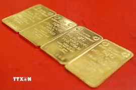 Vàng miếng SJC. (Ảnh: TTXVN)