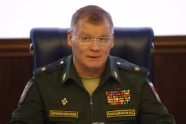 Phát ngôn viên Bộ Quốc phòng Nga, Thiếu tướng Igor Konashenkov. (Anh: EPA/TTXVN)